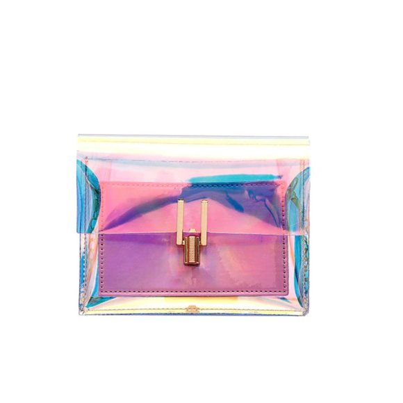 Multicolor Holographic Mini Crossbody Bag - Clutch - Picture 2 of 5
